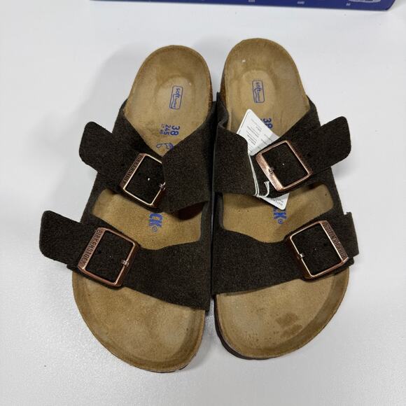 NIB • Birkenstock Arizona Soft Footbed Suede Leather Size 38 L7/M5 - Picture 3 of 8